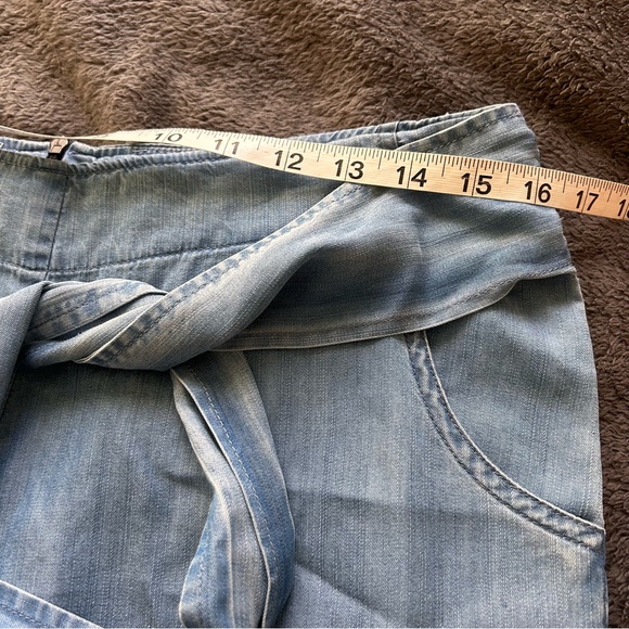 Billy T Chambray Soft Wide-Leg Crop Pants with Tie Waist  | Size Medium | Fringe - Picture 7 of 11